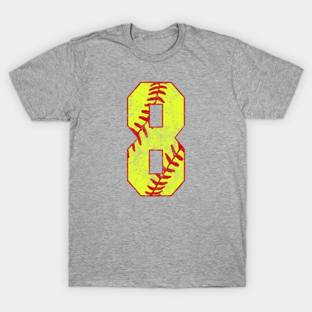 Fastpitch Softball Number 8 #8 Softball Shirt Jersey Uniform Favorite Player Biggest Fan T-Shirt by TeeCreations
